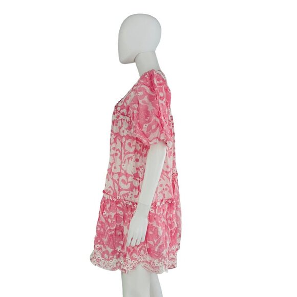 Ash & Eden NEW Pink Milena Floral Swiss Dot Schiffli Mini Dress Size Small - Picture 10 of 10